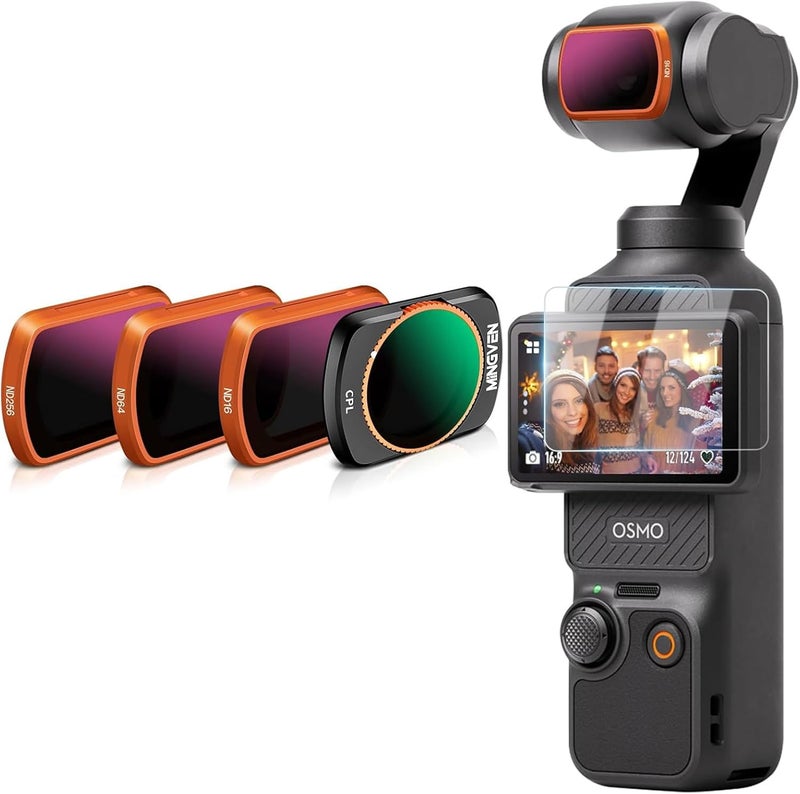 MINGVEN Osmo Pocket 3 Magnetic ND Filters Set + CPL Filter Compatible with DJI Osmo Pocket 3/Xtra Muse Vlogging Camera Accessories, 4 Pack - CPL, ND16, ND64, ND256, Neutral Density Filters Kit - Image 1